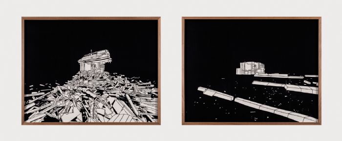 נועה יקותיאלי, הדברים יכתבו מחדש, 2013, חיתוך נייר ידני, 136X52 ס''מ נועה יקותיאלי, הדברים יכתבו מחדש, 2013, חיתוך נייר ידני, 136X52 ס''מ