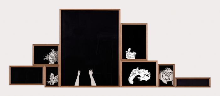 נועה יקותיאלי, מעבר לאחיזה, 2013, חיתוך נייר ידני, 175X67 ס''מ נועה יקותיאלי, מעבר לאחיזה, 2013, חיתוך נייר ידני, 175X67 ס''מ