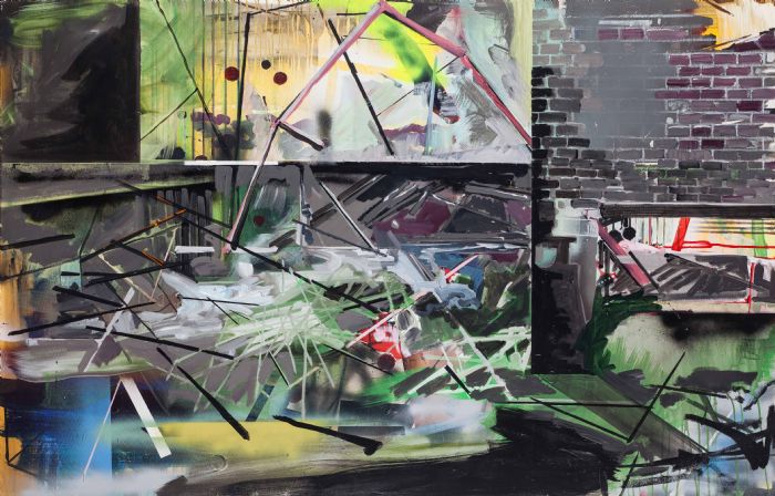 אלעד קופלר, ללא כותרת, 2014, אקריליק, שמן וצבע ספריי על בד, 148X96 ס''מ אלעד קופלר, ללא כותרת, 2014, אקריליק, שמן וצבע ספריי על בד, 148X96 ס''מ