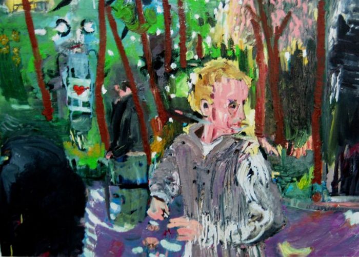 מיכל אורגיל, דמויות ביער, 2010, שמן על בד, 130X100 ס''מ מיכל אורגיל, דמויות ביער, 2010, שמן על בד, 130X100 ס''מ