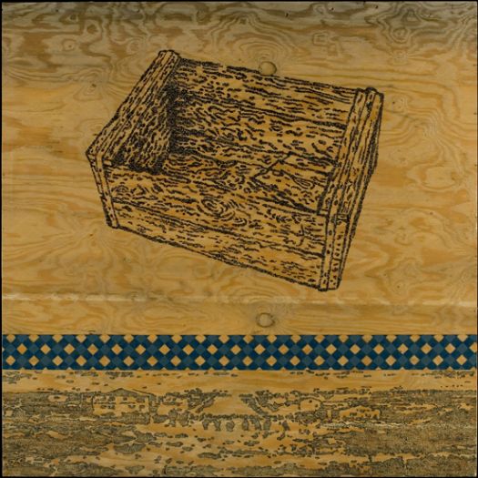 בוקסה מבית אריזה נטוש, 2005-2006, צבע טקסטיל וצבע שמן על עץ לבוד בוקסה מבית אריזה נטוש, 2005-2006, צבע טקסטיל וצבע שמן על עץ לבוד