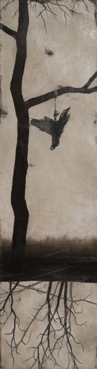 Strange Fruit No.III, 2011, עיפרון, דיו ושמן על קנבס, 40X160 סמ Strange Fruit No.III, 2011, עיפרון, דיו ושמן על קנבס, 40X160 סמ