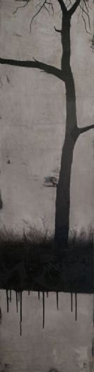 Strange Fruit No.I, 2011, עיפרון, דיו ושמן על קנבס, 40X160 סמ Strange Fruit No.I, 2011, עיפרון, דיו ושמן על קנבס, 40X160 סמ