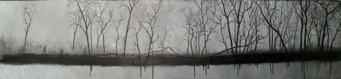 חשופים, 2011, עיפרון ושמן על קנבס, 50X230 סמ חשופים, 2011, עיפרון ושמן על קנבס, 50X230 סמ