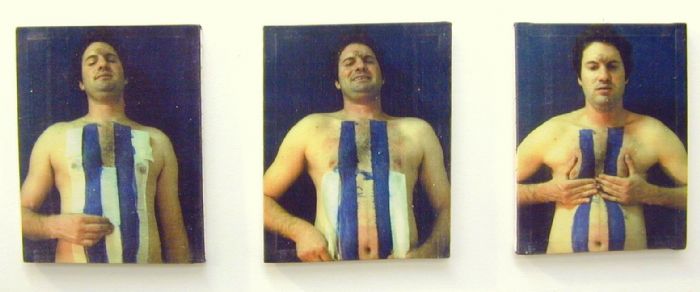 אסף רהט, ללא כותרת, 1999, שלושה הדפסים על בד אסף רהט, ללא כותרת, 1999, שלושה הדפסים על בד